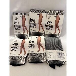 Lot of 6 L'eggs Fishnet Tights Black S/M Soft Recycled Fibers NWT Hosiery